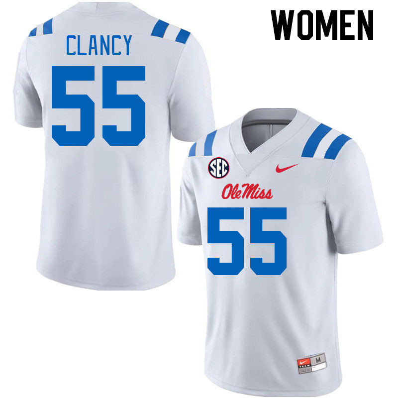 Women #55 Lakendrick Clancy Ole Miss Rebels 2024 New Uniforms College Football Jerseys Stitched-Whit